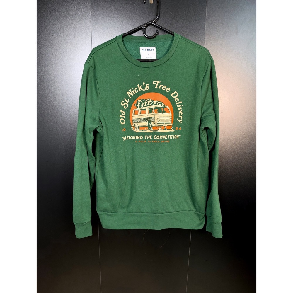 Old Navy St Nicks Tree Delivery Christmas Sweatshirt Green Large Holiday